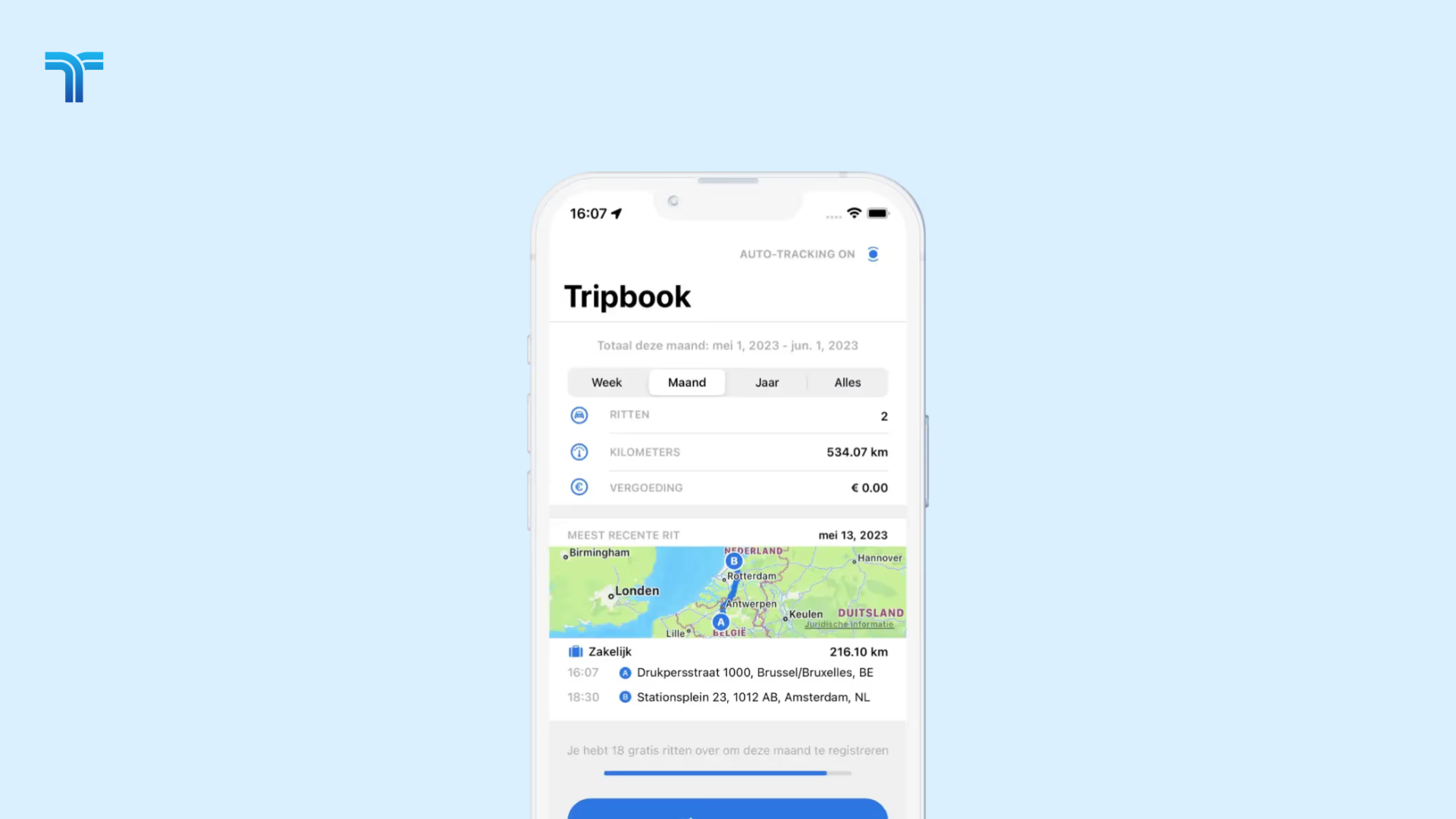 Rittenregistratie app